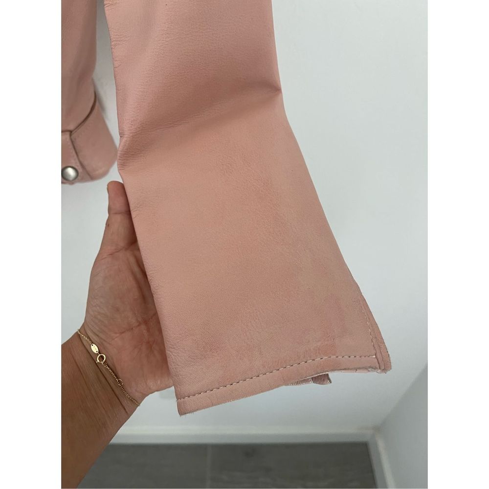 MUUBAA London Pink Biker Sheep Leather Jacket Size 6 - Picture 6 of 10
